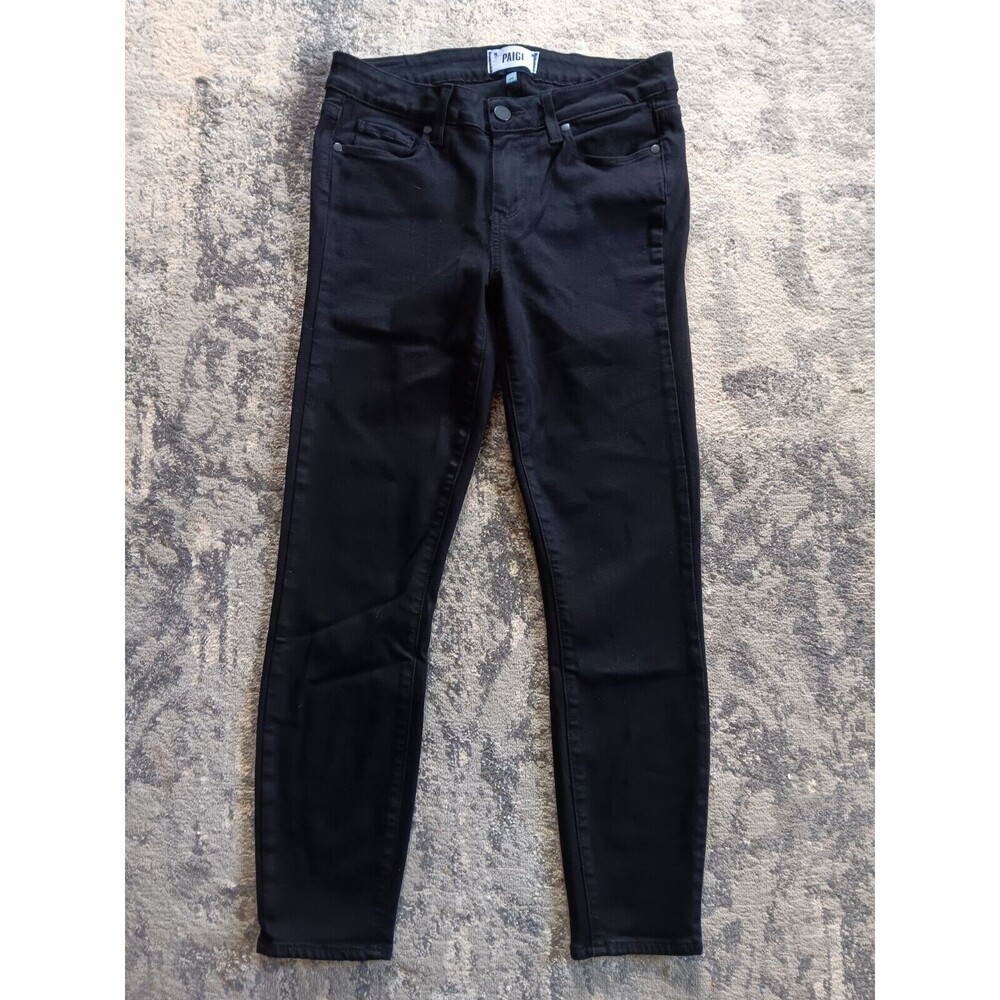 Paige Womens Verdugo Crop Skinny Jeans Mid Rise Dark Wash Denim Black Size 28